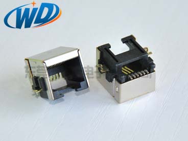 沉板貼片型電話(huà)接口 RJ12 6P6C帶屏蔽殼 SMT 板上高8.50mm